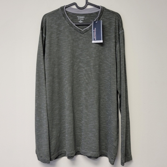 Roundtree & Yorke Soft washed Jersey striped t-shirt Dark Olive Green M - Picture 5 of 5